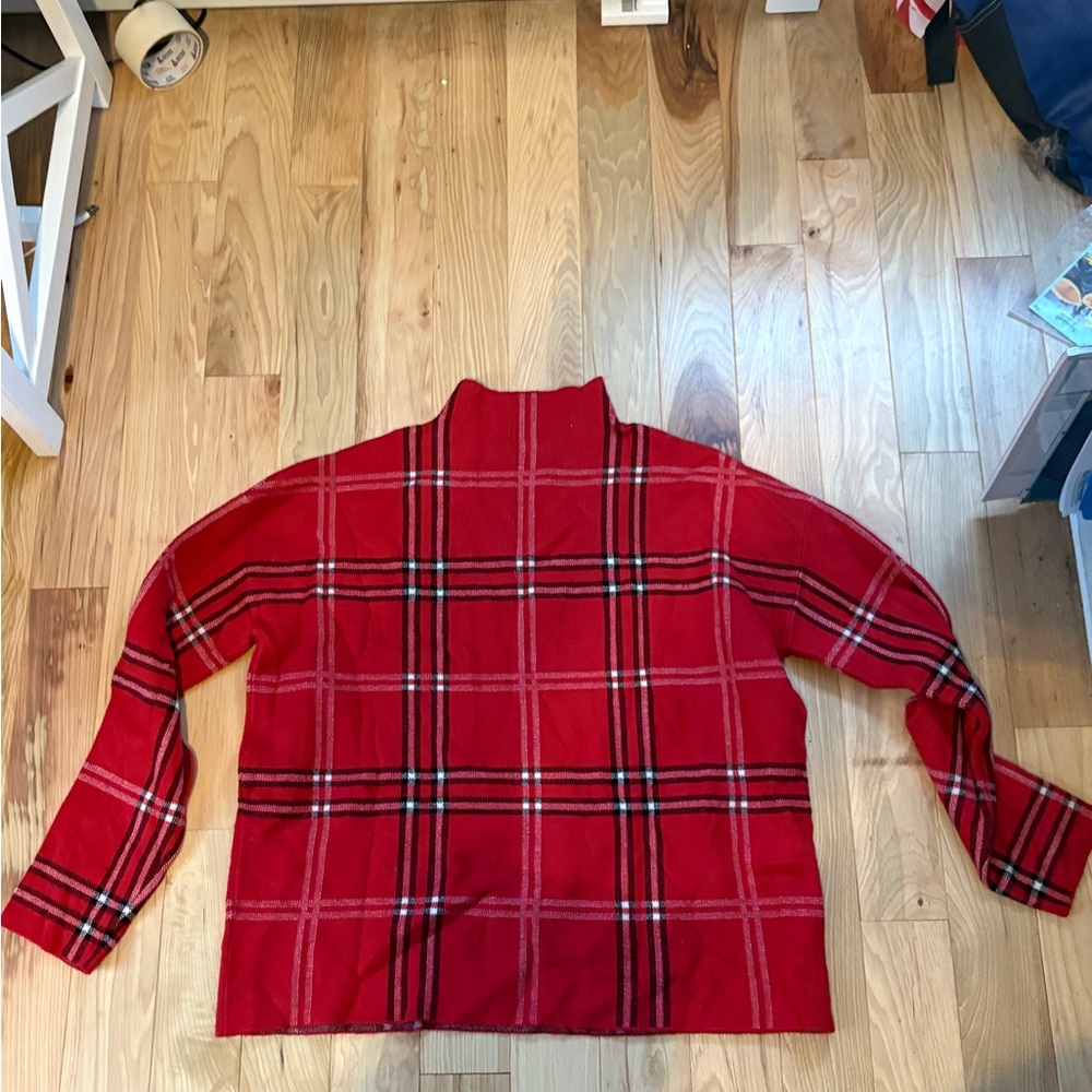 Cozy Red Plaid Sweater